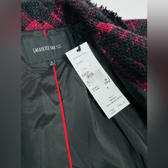 NEW! Lafayette 148 NY Blamu Wool viscose blend plaid boucle jacket - Picture 11 of 14